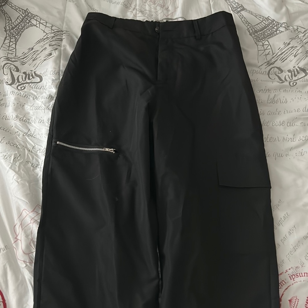 Black Windbreaker Cargo Joggers
